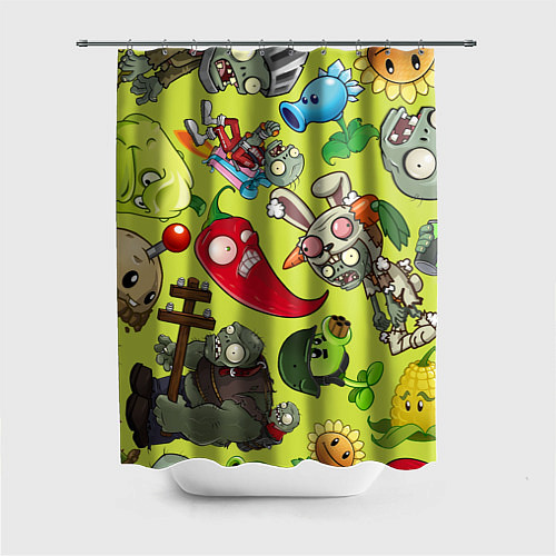 Шторка для ванной Растения против зомби с героями / 3D-принт – фото 1