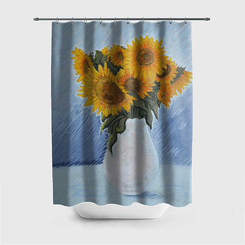 Шторка для ванной Подсолнухи в вазе / 3D-принт – фото 1