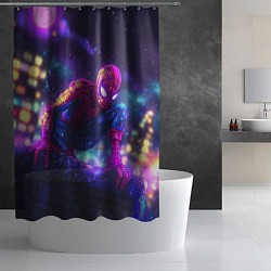Шторка для душа Человек-паук неоновый свет, цвет: 3D-принт — фото 2