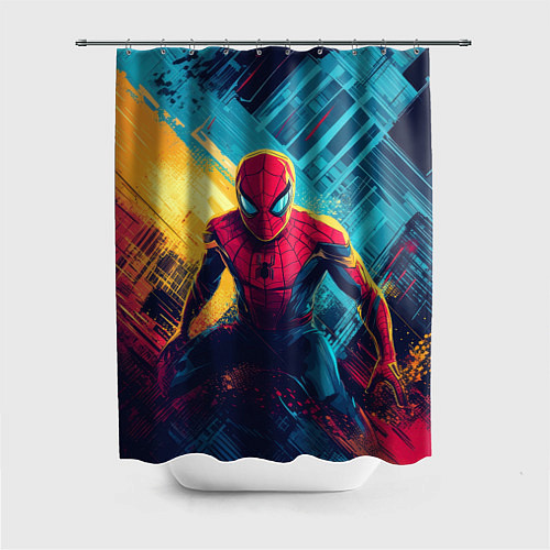 Шторка для ванной Человек паук и краски / 3D-принт – фото 1