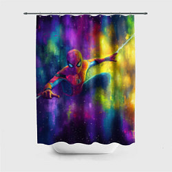 Шторка для ванной Человек - паук радужные краски