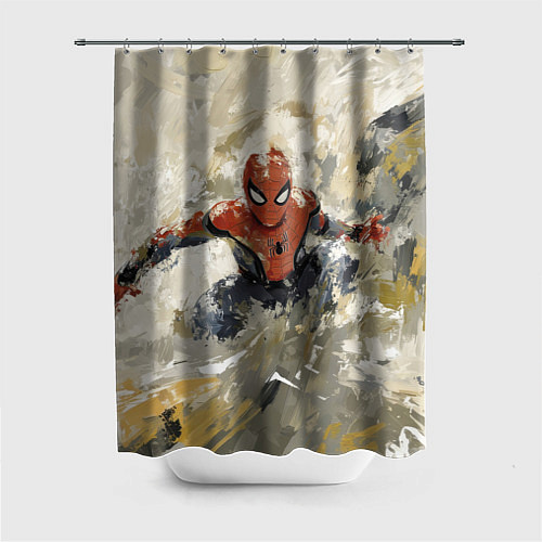 Шторка для ванной Человек - паук маслом / 3D-принт – фото 1