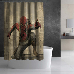 Шторка для душа Человек-паук готов спасать мир, цвет: 3D-принт — фото 2