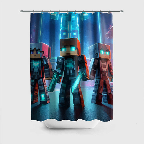 Шторка для ванной Minecraft - ai art neon glow / 3D-принт – фото 1
