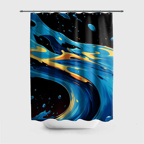 Шторка для ванной Синяя волна из красок / 3D-принт – фото 1