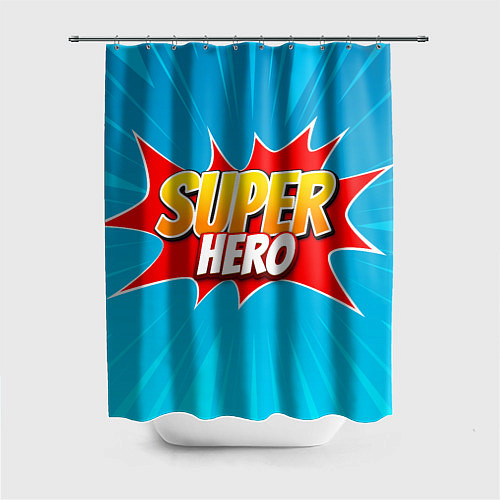 Шторка для ванной Superhero comic style / 3D-принт – фото 1