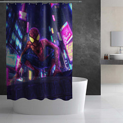 Шторка для душа Человек паук с желтыми глазами, цвет: 3D-принт — фото 2