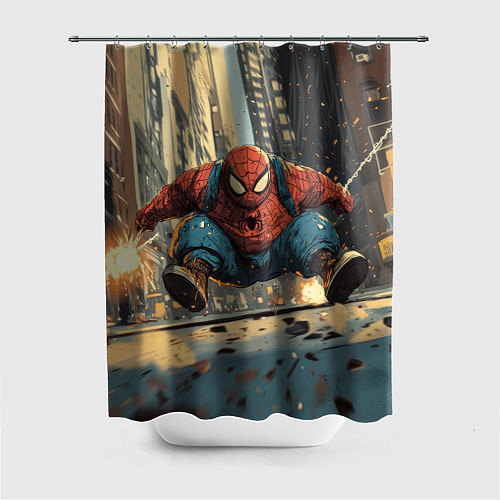 Шторка для ванной Маленький толстый человек-паук / 3D-принт – фото 1
