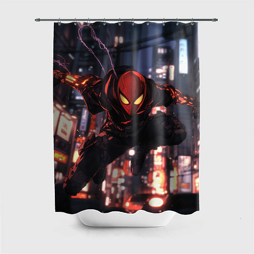 Шторка для ванной Человек паук в черном / 3D-принт – фото 1
