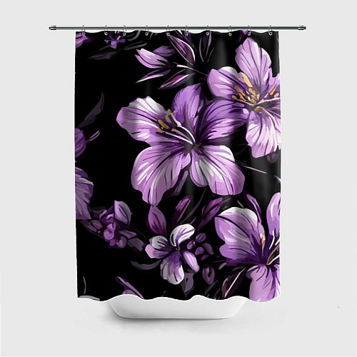 Шторка для ванной Лилии винтажный узор / 3D-принт – фото 1