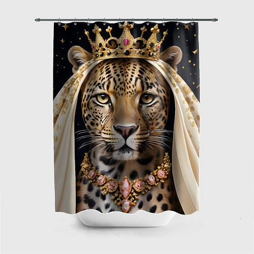 Шторка для ванной Леопард с короной / 3D-принт – фото 1