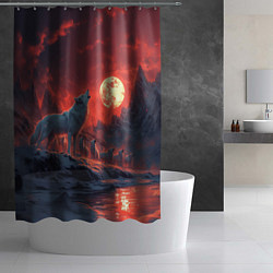 Шторка для душа Белый волк воет на луну, цвет: 3D-принт — фото 2