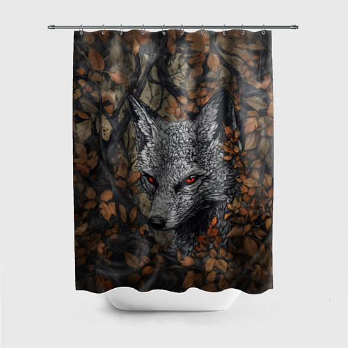 Шторка для ванной Хищный серый лис / 3D-принт – фото 1