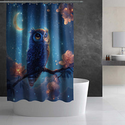 Шторка для душа Ночная сова на ветке, цвет: 3D-принт — фото 2