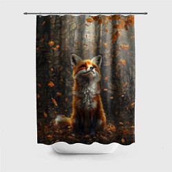 Шторка для ванной Довольный лис в лесной чаще