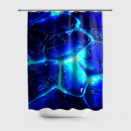 Шторка для ванной Синие плиты лед / 3D-принт – фото 1