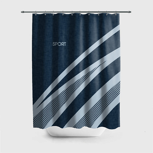 Шторка для ванной Sport синий текстурный с полосами / 3D-принт – фото 1