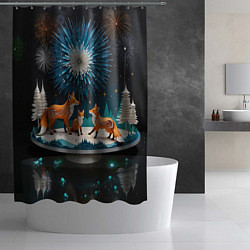 Шторка для душа Семья из трех лисиц, цвет: 3D-принт — фото 2