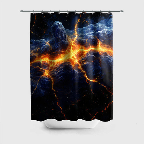 Шторка для ванной Молнии в разбитом небе / 3D-принт – фото 1
