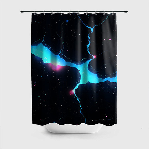 Шторка для ванной Голубой разлом в черной текстуре / 3D-принт – фото 1