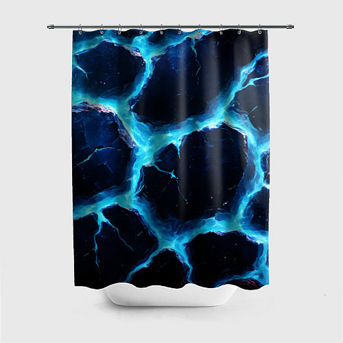 Шторка для ванной Голубая потертая текстура с разломом / 3D-принт – фото 1