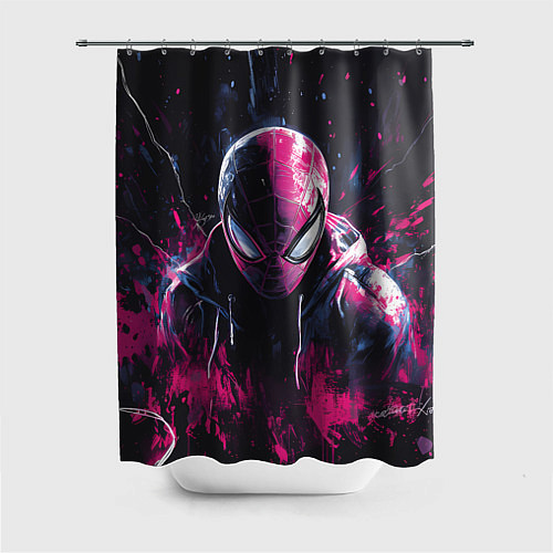 Шторка для ванной Человек-паук и розовая краска / 3D-принт – фото 1