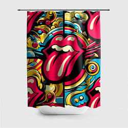 Шторка для ванной Rolling Stones logo - pop art pattern