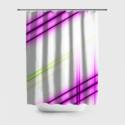 Шторка для ванной Green white pink line