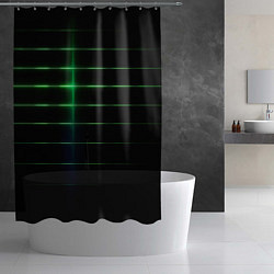 Шторка для душа The line is green and black, цвет: 3D-принт — фото 2