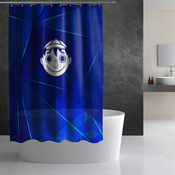 Шторка для душа Tomodachi Game blue poly, цвет: 3D-принт — фото 2