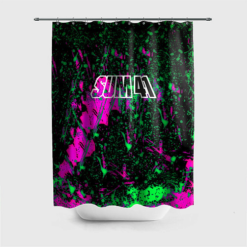 Шторка для ванной Sum 41 неоновые краски / 3D-принт – фото 1