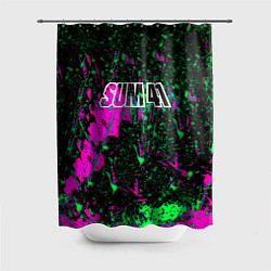 Шторка для душа Sum 41 неоновые краски, цвет: 3D-принт
