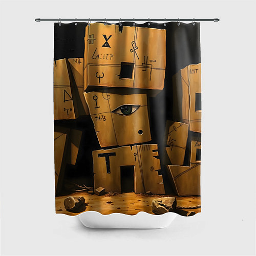 Шторка для ванной Глаза в каменных домах / 3D-принт – фото 1