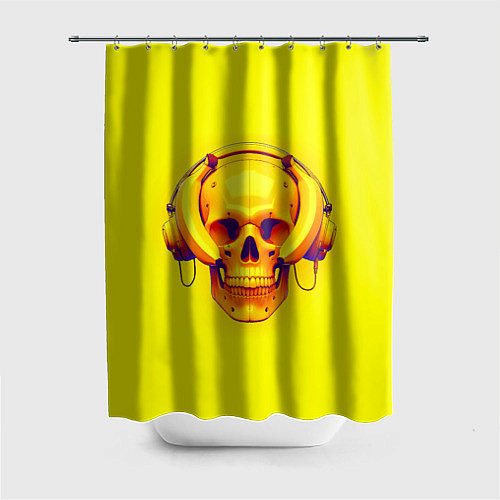 Шторка для ванной Yellow bananas skull - cyberpunk / 3D-принт – фото 1