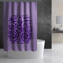 Шторка для душа Маяк с розами и корабли, цвет: 3D-принт — фото 2