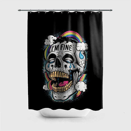 Шторка для ванной Skull and rainbow - im fine / 3D-принт – фото 1
