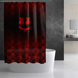Шторка для душа Marshmello red poly, цвет: 3D-принт — фото 2