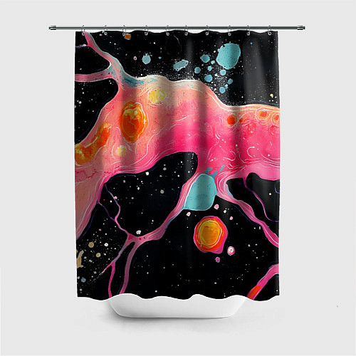 Шторка для ванной Розовая текстура в черном / 3D-принт – фото 1