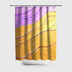 Шторка для ванной Фиолетово-золотая текстура с блестяшками