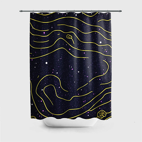 Шторка для ванной Абстракция золотых линий текстура / 3D-принт – фото 1