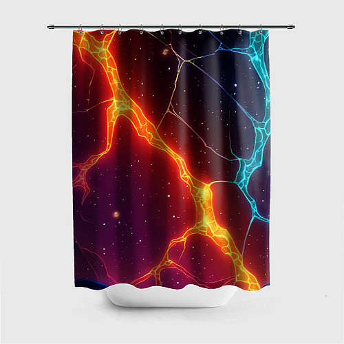Шторка для ванной Сине-оранжевые молнии текстура / 3D-принт – фото 1