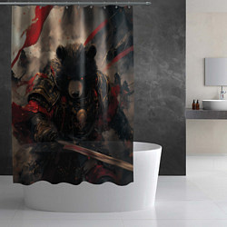 Шторка для душа Самурай медведь, цвет: 3D-принт — фото 2
