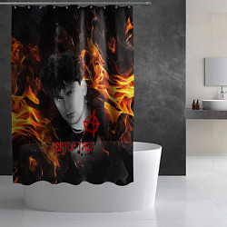 Шторка для душа Сектор газа огненный фон, цвет: 3D-принт — фото 2