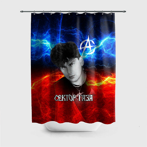 Шторка для ванной Сектор газа молнии на фоне / 3D-принт – фото 1