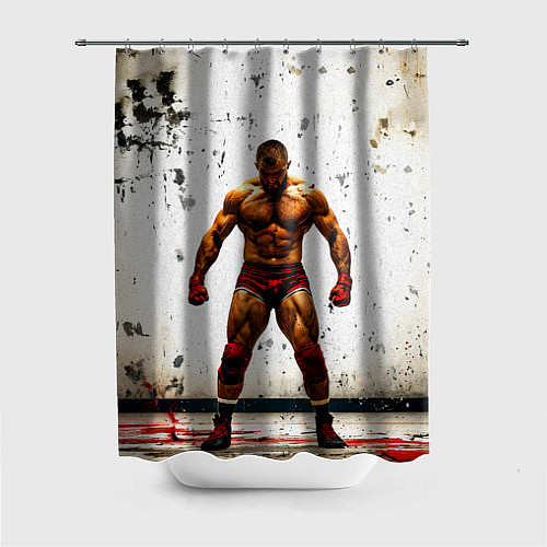 Шторка для ванной Реслер на белом / 3D-принт – фото 1