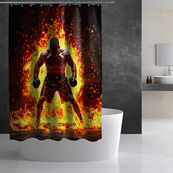Шторка для душа Боксер в огне, цвет: 3D-принт — фото 2