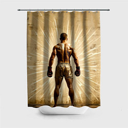 Шторка для ванной Боксер на бежевом