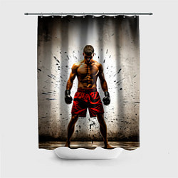 Шторка для ванной Боксер в красном