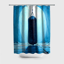 Шторка для ванной Боксерская груша на синем