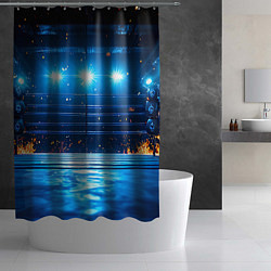 Шторка для душа Синий ринг в огне, цвет: 3D-принт — фото 2